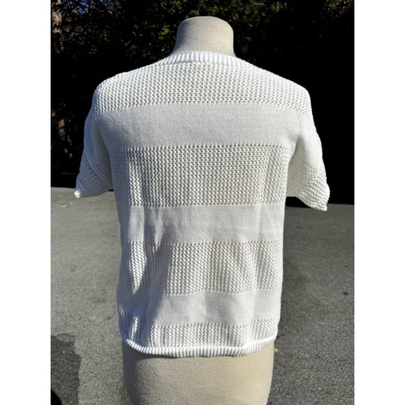 Gap Womens Small Shirt Waffle Knit Boat Neck Short Sleeve Casual Pullover - Picture 2 of 8